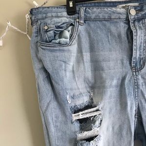 Plus size distressed boyfriend jeans